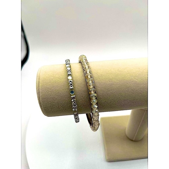 Vintage Shell Necklace & Crystal Bangle Set - Boho Chic Jewelry for Women N52 - Picture 6 of 7